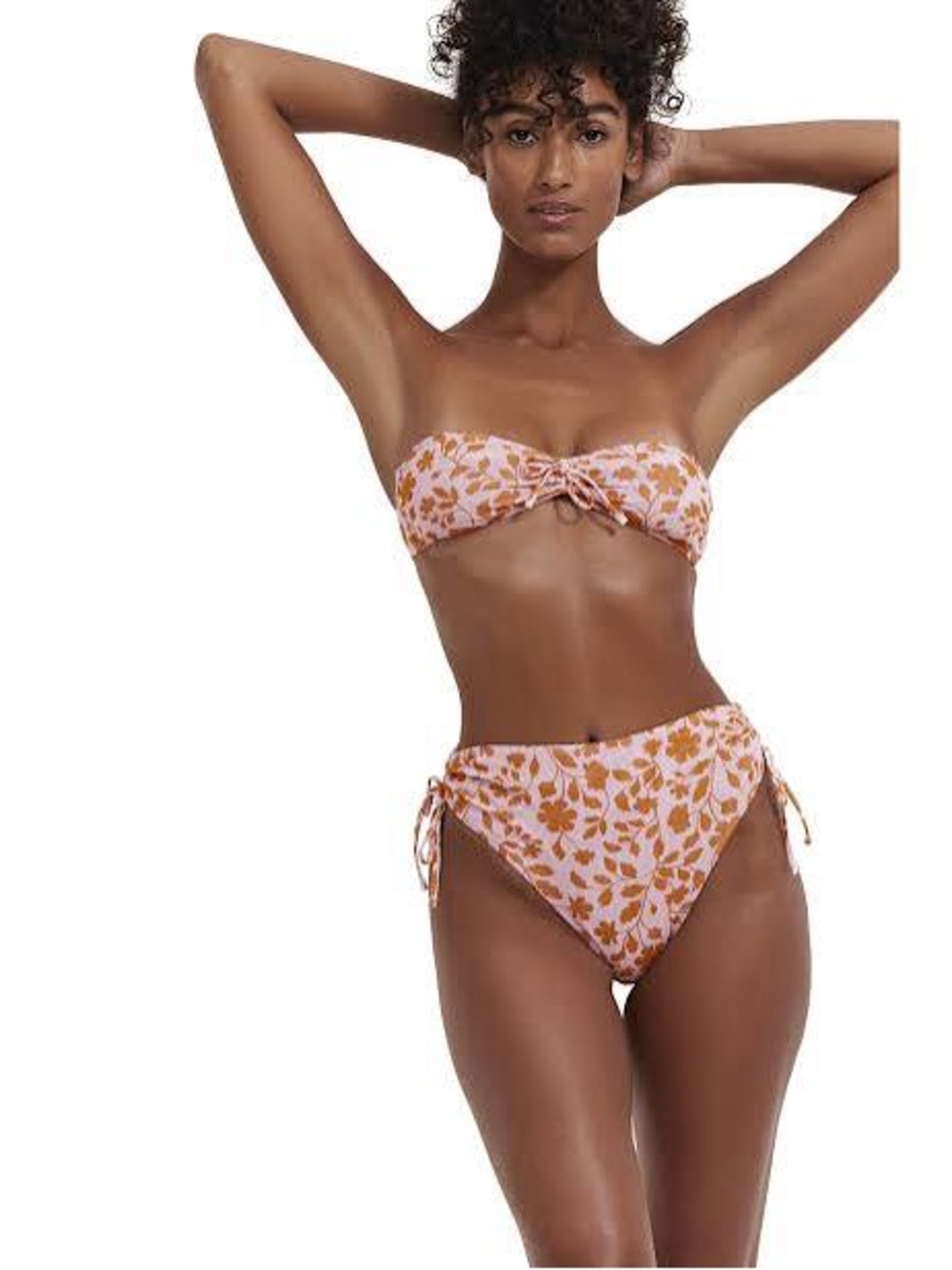 Gottex👙🌷Pink & Orange Floral Bandeau Bikini New With Tags - Sz XS